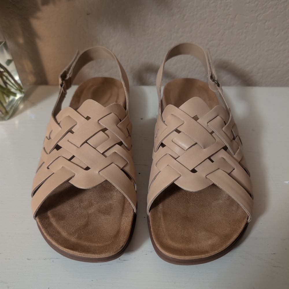 Easy Spirit Semaryan Woven beige Leather  Sandals size 10 Sling Back